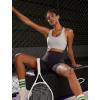 imageRUNNING GIRL Sports Bra for Women CrissCross Back Padded Strappy Sports Bras Medium Support Yoga Bra with Removable CupsBice Grey