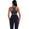 imageRUNNING GIRL Sports Bra for Women CrissCross Back Padded Strappy Sports Bras Medium Support Yoga Bra with Removable CupsBnavy Blue