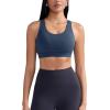 imageRUNNING GIRL Sports Bra for Women CrissCross Back Padded Strappy Sports Bras Medium Support Yoga Bra with Removable CupsBnavy Blue