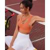 imageRUNNING GIRL Sports Bras for Women High SupportSeamless Ribbed Longline High Neck Sports Bra Racerback Padded Crop Top YogaBlight Orange