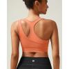 imageRUNNING GIRL Sports Bras for Women High SupportSeamless Ribbed Longline High Neck Sports Bra Racerback Padded Crop Top YogaBlight Orange