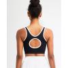 imageRUNNING GIRL Sports Bras for Women High SupportSeamless Ribbed Longline High Neck Sports Bra Racerback Padded Crop Top YogaCblack