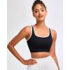 imageRUNNING GIRL Sports Bras for Women High SupportSeamless Ribbed Longline High Neck Sports Bra Racerback Padded Crop Top YogaCblack