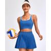 imageRUNNING GIRL Sports Bras for Women High SupportSeamless Ribbed Longline High Neck Sports Bra Racerback Padded Crop Top YogaCblue