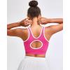 imageRUNNING GIRL Sports Bras for Women High SupportSeamless Ribbed Longline High Neck Sports Bra Racerback Padded Crop Top YogaChot Pink