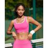 imageRUNNING GIRL Sports Bras for Women High SupportSeamless Ribbed Longline High Neck Sports Bra Racerback Padded Crop Top YogaChot Pink