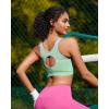 imageRUNNING GIRL Sports Bras for Women High SupportSeamless Ribbed Longline High Neck Sports Bra Racerback Padded Crop Top YogaClight Green