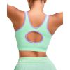 imageRUNNING GIRL Sports Bras for Women High SupportSeamless Ribbed Longline High Neck Sports Bra Racerback Padded Crop Top YogaClight Green