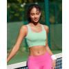 imageRUNNING GIRL Sports Bras for Women High SupportSeamless Ribbed Longline High Neck Sports Bra Racerback Padded Crop Top YogaClight Green