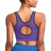 imageRUNNING GIRL Sports Bras for Women High SupportSeamless Ribbed Longline High Neck Sports Bra Racerback Padded Crop Top YogaCpurple