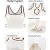 imageRUNNING GIRL Sports Bras for Women High SupportSeamless Ribbed Longline High Neck Sports Bra Racerback Padded Crop Top YogaCwhite