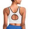 imageRUNNING GIRL Sports Bras for Women High SupportSeamless Ribbed Longline High Neck Sports Bra Racerback Padded Crop Top YogaCwhite