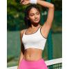 imageRUNNING GIRL Sports Bras for Women High SupportSeamless Ribbed Longline High Neck Sports Bra Racerback Padded Crop Top YogaCwhite
