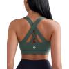 imageRUNNING GIRL Sports Bra for Women CrissCross Back Padded Strappy Sports Bras Medium Support Yoga Bra with Removable CupsAdark Green