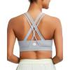 imageRUNNING GIRL Sports Bra for Women MediumHigh Support CrissCross Back Strappy Padded Sports Bras Supportive Workout Tops1grey