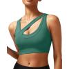 imageRUNNING GIRL Sports Bras for Women High SupportSeamless Ribbed Longline High Neck Sports Bra Racerback Padded Crop Top YogaBdark Green