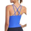 imageRUNNING GIRL Workout Tank Tops with Built in Bras for WomenCrissCross Back Medium Support Sports Bras for WomenBlue