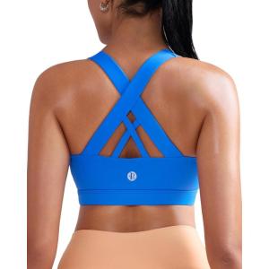 imageRUNNING GIRL Sports Bra for Women CrissCross Back Padded Strappy Sports Bras Medium Support Yoga Bra with Removable CupsAsparkle Blue