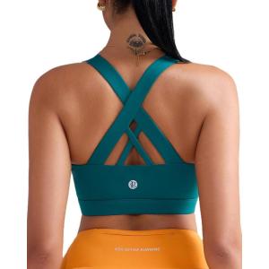 imageRUNNING GIRL Sports Bra for Women CrissCross Back Padded Strappy Sports Bras Medium Support Yoga Bra with Removable CupsAteal
