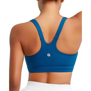 imageRUNNING GIRL Sports Bra for Women High Support Molded Cup High Impact Sports Bras for Women with Sewn in PadsBlue