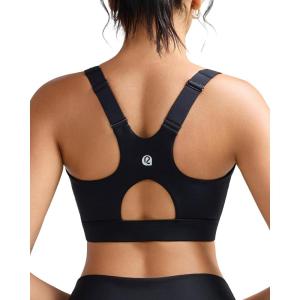 imageRUNNING GIRL Sports Bra for Women High SupportAdjustable Straps High Impact Sports Bras with Sewn in PadsBlack
