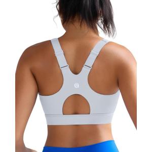 imageRUNNING GIRL Sports Bra for Women High SupportAdjustable Straps High Impact Sports Bras with Sewn in PadsGrey