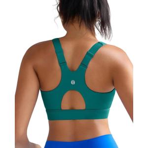imageRUNNING GIRL Sports Bra for Women High SupportAdjustable Straps High Impact Sports Bras with Sewn in PadsTeal