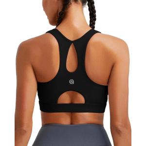imageRUNNING GIRL Sports Bras for Women High SupportRacerback Running Bra Molded Cup Sports Bra with Sewn in PadsBlack