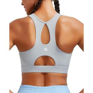 imageRUNNING GIRL Sports Bras for Women High SupportRacerback Running Bra Molded Cup Sports Bra with Sewn in PadsGrey