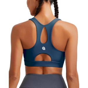 imageRUNNING GIRL Sports Bras for Women High SupportRacerback Running Bra Molded Cup Sports Bra with Sewn in PadsNavy Blue
