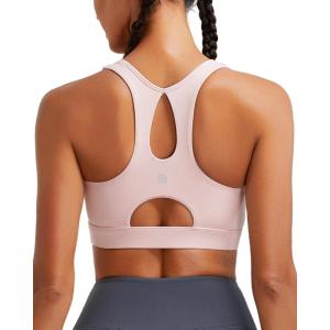 imageRUNNING GIRL Sports Bras for Women High SupportRacerback Running Bra Molded Cup Sports Bra with Sewn in PadsPink