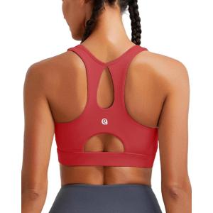imageRUNNING GIRL Sports Bras for Women High SupportRacerback Running Bra Molded Cup Sports Bra with Sewn in PadsRed