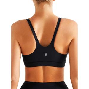 imageRUNNING GIRL Sports Bras for Women High SupportSeamless Ribbed Longline High Neck Sports Bra Racerback Padded Crop Top YogaXblack