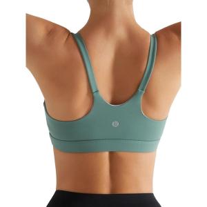 imageRUNNING GIRL Sports Bras for Women High SupportSeamless Ribbed Longline High Neck Sports Bra Racerback Padded Crop Top YogaXgreen
