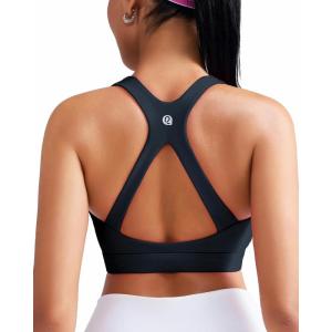 imageRUNNING GIRL Sports Bras for Women Medium Support Molded Cup Womens Sports Bras with Sewn in Pads Workout Yoga BraBlack