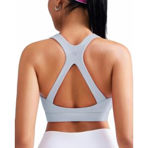 imageRUNNING GIRL Sports Bras for Women Medium Support Molded Cup Womens Sports Bras with Sewn in Pads Workout Yoga BraSilver Grey