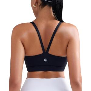 imageRUNNING GIRL Sports Bras for WomenLight Impact Molded Cup Strap Sports Bra with Sewn in PadsBest for AC CupBlack
