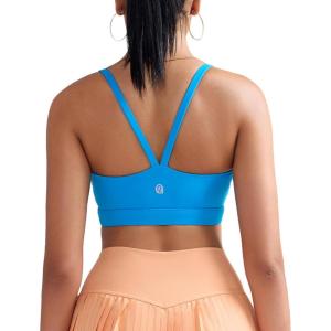 imageRUNNING GIRL Sports Bras for WomenLight Impact Molded Cup Strap Sports Bra with Sewn in PadsBest for AC CupBlue