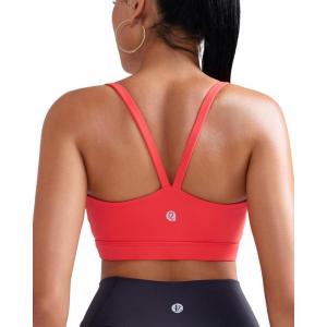 imageRUNNING GIRL Sports Bras for WomenLight Impact Molded Cup Strap Sports Bra with Sewn in PadsBest for AC CupRed