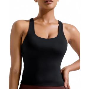 imageRUNNING GIRL Tank Tops with Built in Bras Racerback Activewear Yoga Workout Tops for WomenBlack