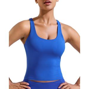 imageRUNNING GIRL Tank Tops with Built in Bras Racerback Activewear Yoga Workout Tops for WomenDark Blue