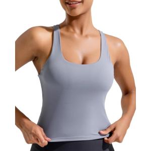 imageRUNNING GIRL Tank Tops with Built in Bras Racerback Activewear Yoga Workout Tops for WomenGrey