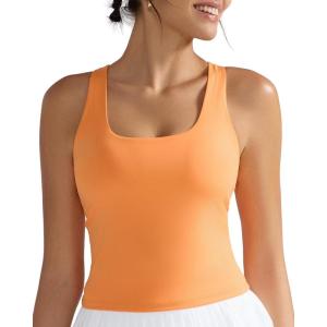imageRUNNING GIRL Tank Tops with Built in Bras Racerback Activewear Yoga Workout Tops for WomenOrange
