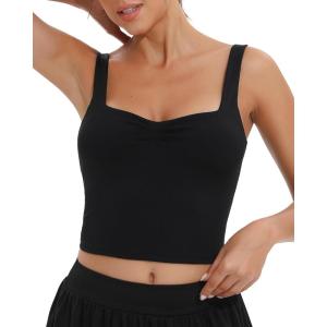 imageRUNNING GIRL Workout Tank Tops with Built in Bras for WomenCrissCross Back Medium Support Sports Bras for Women2black