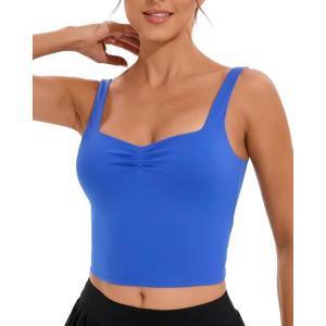 imageRUNNING GIRL Workout Tank Tops with Built in Bras for WomenCrissCross Back Medium Support Sports Bras for Women2blue