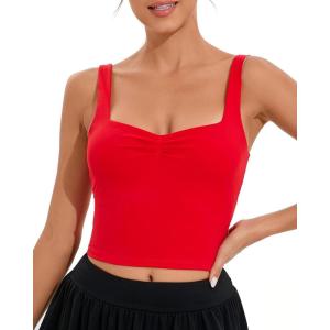 imageRUNNING GIRL Workout Tank Tops with Built in Bras for WomenCrissCross Back Medium Support Sports Bras for Women2red