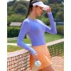 imageRUNNING GIRL Long Sleeve Workout Tops for Women Soft Crew Neck Basic Tight Cropped Top Casual Seamless ShirtAlight Blue