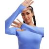imageRUNNING GIRL Long Sleeve Workout Tops for Women Soft Crew Neck Basic Tight Cropped Top Casual Seamless ShirtAlight Blue