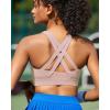 imageRUNNING GIRL Sports Bra for Women High SupportMolded Cup Strappy Running High Impact Sports Bras for WomenPink