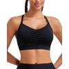 imageRUNNING GIRL Sports Bra for Women Ruched V Neck  Y Back Spaghetti Sports Bra with Removeable Pads Best for AC CupsBlack